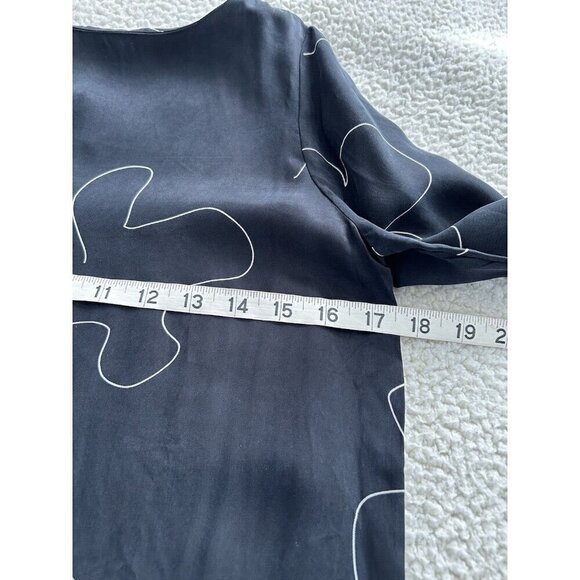 MADEWELL Erika Cupro Shift Mini Dress Long Bell Sleeve Black Patterned Size XXS - Picture 10 of 13